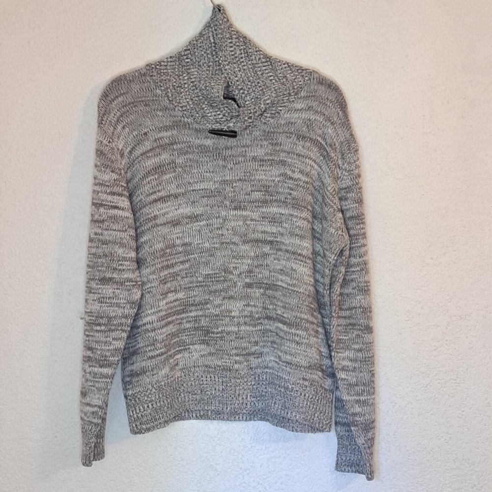 Level Eight Sweater Men's XXL Light Marled Heather Gray High Neck Toggle Detail